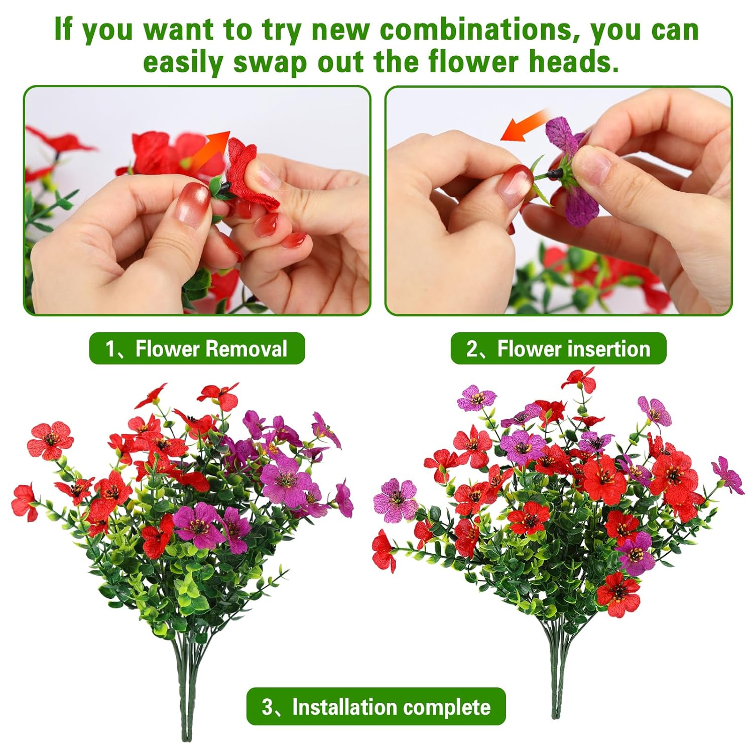 50Pcs Violet Artificial Flower Heads For Crafts - Detachable Silk Fake Flower Blooms & Mini Floral Heads Bulk For Diy Floral Crafts, Wreath Making, Wedding Decor & Artificial Plant Replacement (Red)