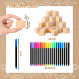 97 Pcs Baby Shower Game Sign Set Includes Decorative Square Signs 56 Diy Blank Wooden Blocks 20 Paint Markers (Kraft)