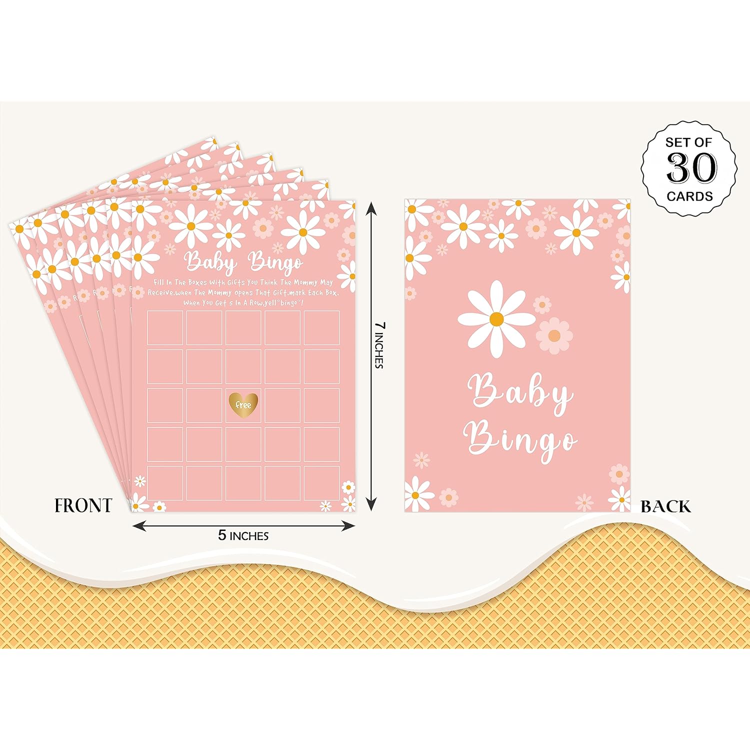 Baby Shower Bingo Game, Boho Daisy Baby Shower Game, Baby Shower Decorations, Gender Reveal Party Supplies, Set Of 30 Game Cards - Yx11