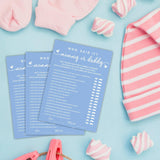 Baby Shower Games, Who Said It Mommy Or Daddy, Double-Sided Filling Blue Minimalism Game Cards, Baby Shower Activity, Party Supplies & Decorations, Set Of 30 -B03