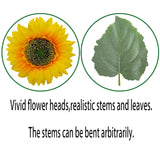 12Pcs Sunflowers Artificial Flowers, Fake Silk Sunflower With Long Stem, Artificial Sunflowers For Fall Home Decor, Baby Shower, Wedding Decor And Cemetery Flowers Decor (Yellow, 18 Inch)