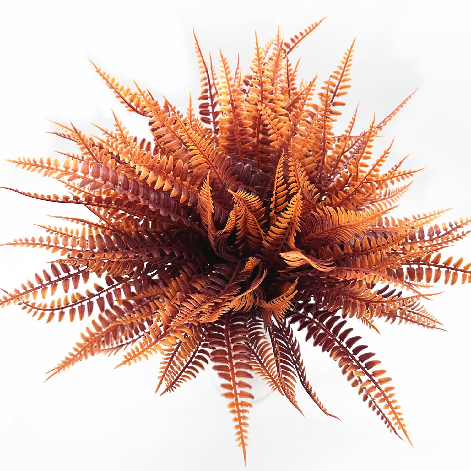 Artificial Boston Ferns Plants, Fake Fern Shrubs Simulation Greenery Bushes Faux Plant For Indoor Outdoor Home Garden Diy Decor Wedding Flowers Bundle Decoration - Red 6 Pack