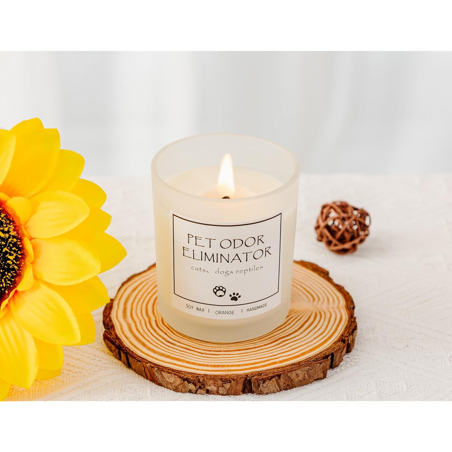 Pet Odor Eliminator Scented Candle - Deodorizing Candle For Pets, Pet Odor Freshener Candle, Dog Smell Eliminator For Home, Natural Soy Wax & Natural Essential Oils