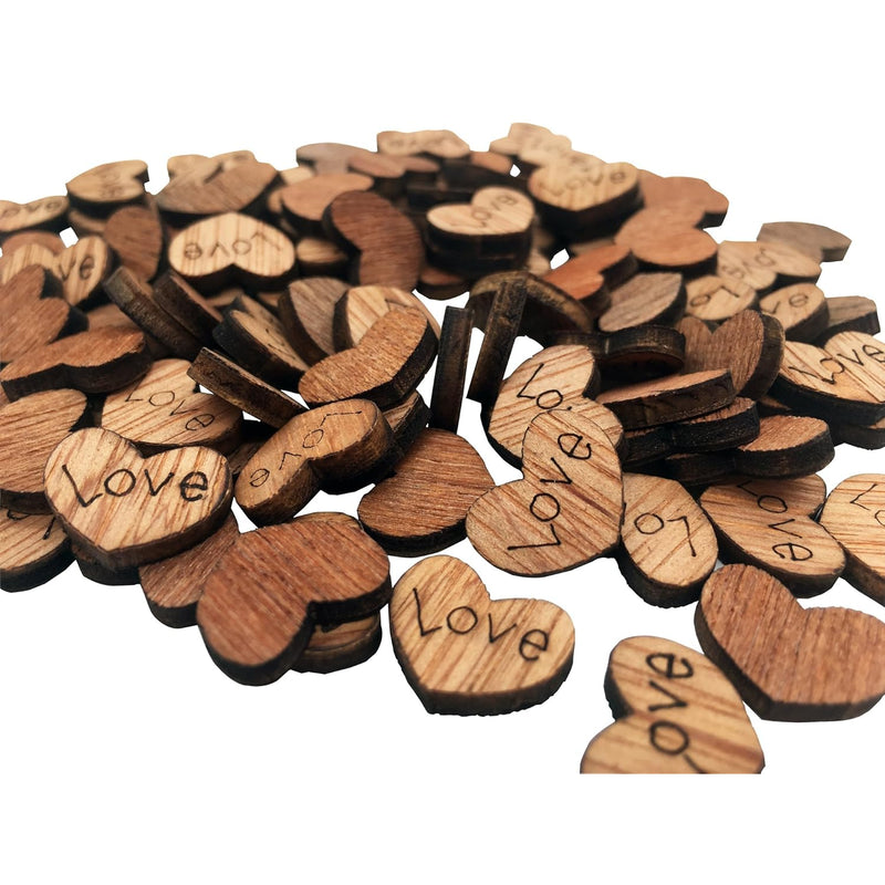 100 Pack Shaped Rustic Wooden Love Heart Wooden Heart Confetti Engrave