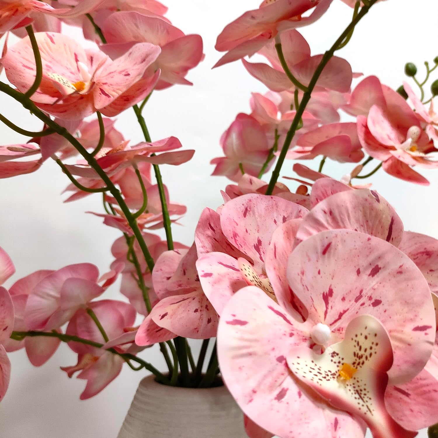 10 Pack Tickled Pink Orchid Artificial Flowers Real Touch, 27'' Artificial Fake Faux Silk Orchid Stem Bouquets For Wedding Party Home Garden Decor,Orquideas Artificiales Para Decora (10, Tickled Pink)