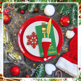 200 Pcs Christmas Guest Napkins Gold Foil Red Green Merry Christmas Paper Napkins Bathroom Disposable Hand Towels For Xmas Winter Party Supplies Bathroom Kitchen Decor