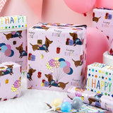 Birthday Dog Wrapping Paper, Reversible Color Happy Birthday Gift Wrap For Baby Shower, Valentines, Mothers Day, Graduation, Wedding, Fathers Day, Christmas (17In X 32.8Ft)