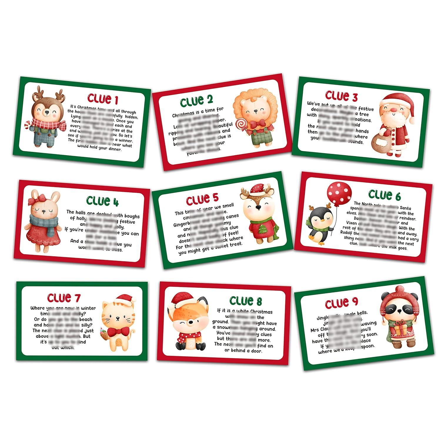 Christmas Treasure Hunt Clues - Xmas Scavenger Hunt Clues - Outdoor Indoor New Year Riddles - Christmas Party Games For Kids Adults - New Year Party Activities & Decorations (13 Pack)-01