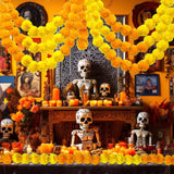 4Pcs Marigold Flowers 5 Feet Artificial Yellow Orange Marigold Garland For Decoration Indian Pooja Diwali Home Wedding Mantle Decor