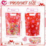 60 Pcs Valentine'S Day Sealing Candy Bags With Zipper Love Heart Treat Goodie Bag Valentines Sealing Pouches With Handles Plastic For Valentines Party Favor Classroom Exchange Prizes Supplies