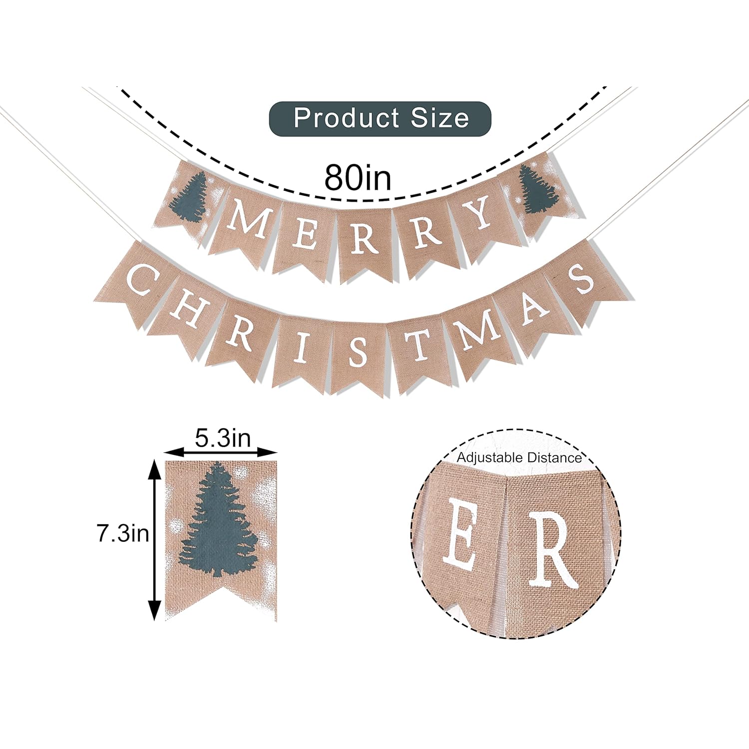 Christmas Banner - Merry Christmas Burlap Banner Party Photo Props Home Decoratios