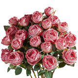 Old Fashioned Artificial Rose Bouquet 20Pcs Silk Fake Rose Flowers Loose Open Rose Arrangement Realistic Faux Floral For Wedding Anniversary Valentine Gift Home Kitchen Decor(Pink)