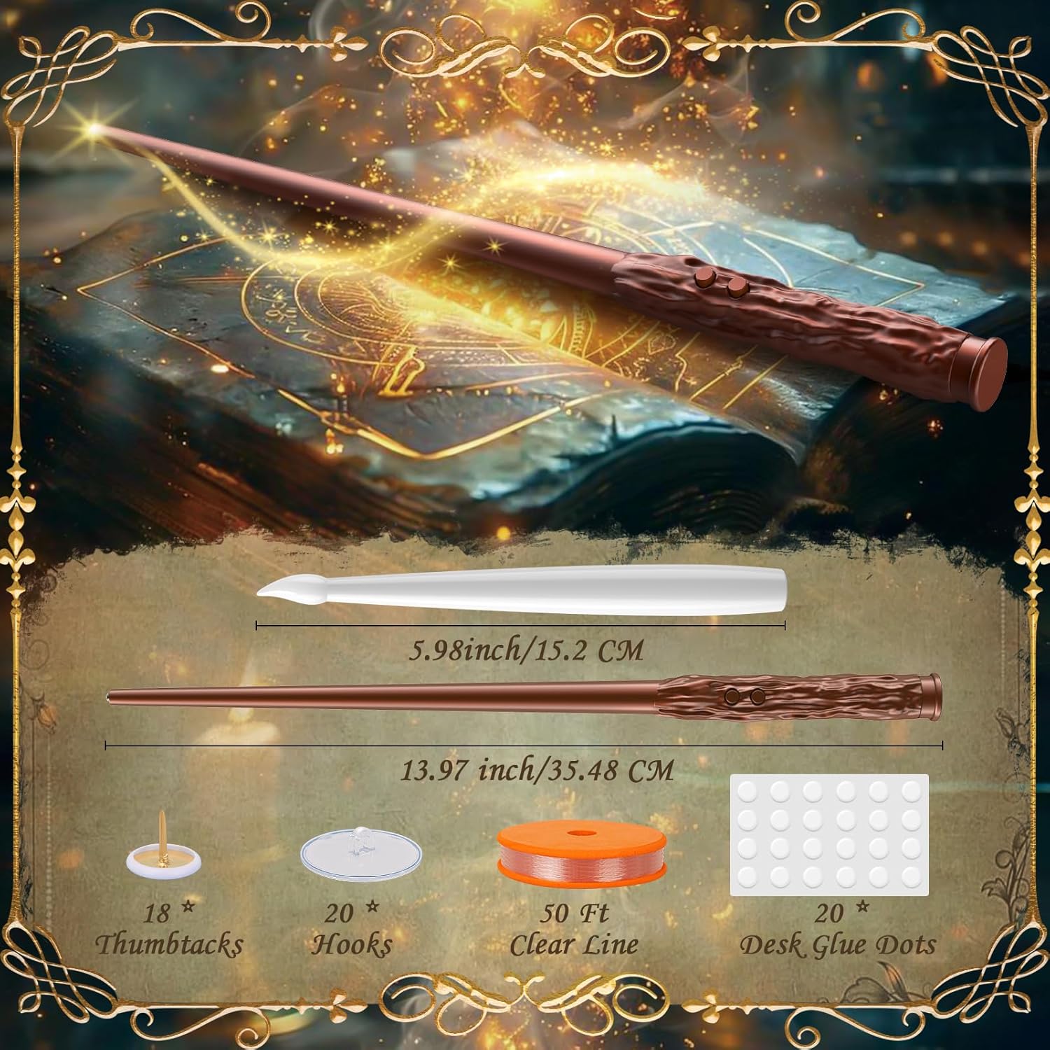 Christmas Floating Candles 18 Pcs - Magical Flameless Candles With Wand Flickering Warm Lights Ideal For Indoor Window Bedroom Christmas Cosplay Birthday Theme Party Decor