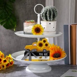 5 Pieces Farmhouse Tiered Tray Decor Items Rustic Wooden Mini Truck Bundle Books Stack Sign For Summer Spring Home Harvest Table Shelf Decorations(Sunflower Style)
