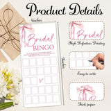 Pink Bow Wedding Shower Games, Bridal Bingo Wedding Games For 25 Guests, Engagement Shower Party Cards, Engagement & Bridal Party Supplies-4X9 Inch-A08