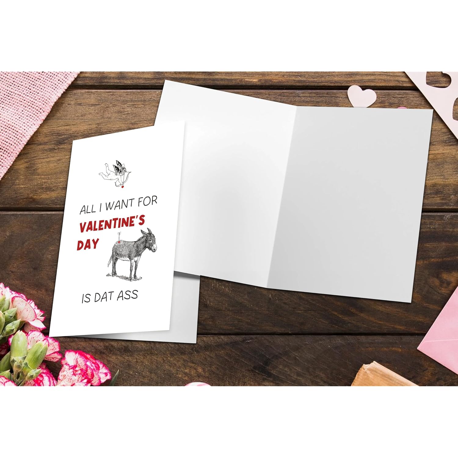 Raunchy Valentine'S Card For Boyfriend Girlfriend, Funny Donkey Inspired V-Day Card For Him Her, Jokey Dat Ass Valentine'S Day Gift