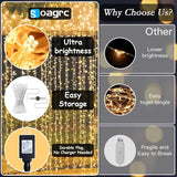 200 LED Curtain String Lights 9.8FT x 6.6FT Warm White Plug In Fairy Lights with Remote 8 Modes Timer Dimmable Waterproof with Hooks for Bedroom Wedding Party Christmas Decor Indoor Outdoor