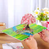 Pop Up Valentines Card Cherry Blossom, 3D Bridge With Couple, Anniversary, Wedding Cards For Wife, Husband, Her, Him, Girlfriend, Ideal Gift For Birthday, Wedding, Valentines, Mothers Day, 6X8 Inch