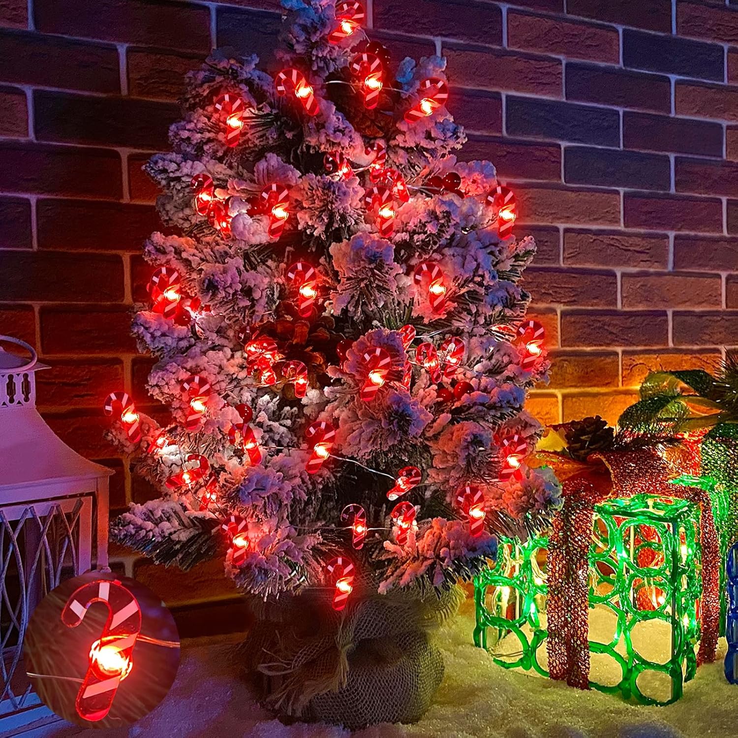 26.2 Ft 80 Led Candy Cane String Lights Christmas Decor Battery Operated Fairy Lights Remote Control With Timer 8 Modes