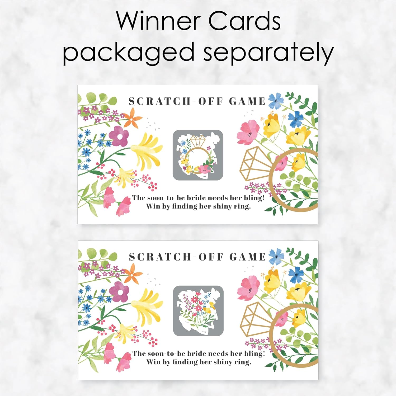 Big Dot of Happiness Bridal Shower Game Cards - Premium Floral Wedding Party Scratch Off Activity Set, 22 Cards with 2 Winners, Wildflower