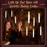 Halloween Decorations, Floating Candles With Wand, 12 Pcs Magic Hanging Candles, Flickering Flameless Floating Led Candle, Witch Wizard Christmas Decor For Home Classroom Bedroom Church Birthday Party