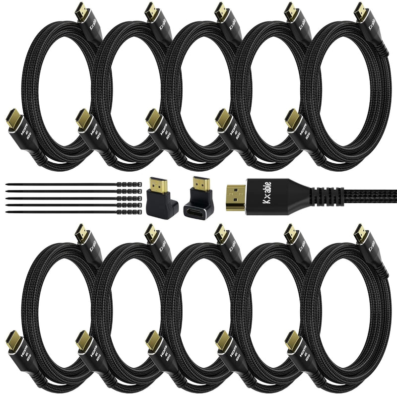 4K Hdmi Cable 2 Feet (10 Pack), Ultra Hd Hdmi 2.0 Cable, Nylon Braided & Gold-