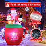 6 Ft Christmas Inflatables Outdoor Decoration, Santa Claus Snowman Gingerbread Man In Xmas Mug For Outdoor Christmas Dec