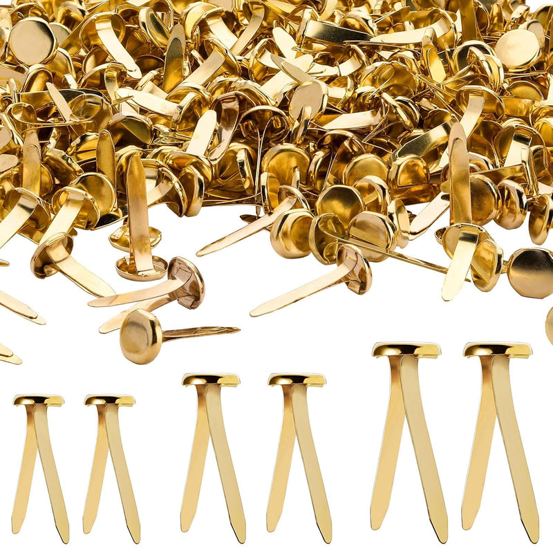 500 Pieces Mini Brads Fasteners Brass Paper Fasteners Metal Fasteners Round Pa