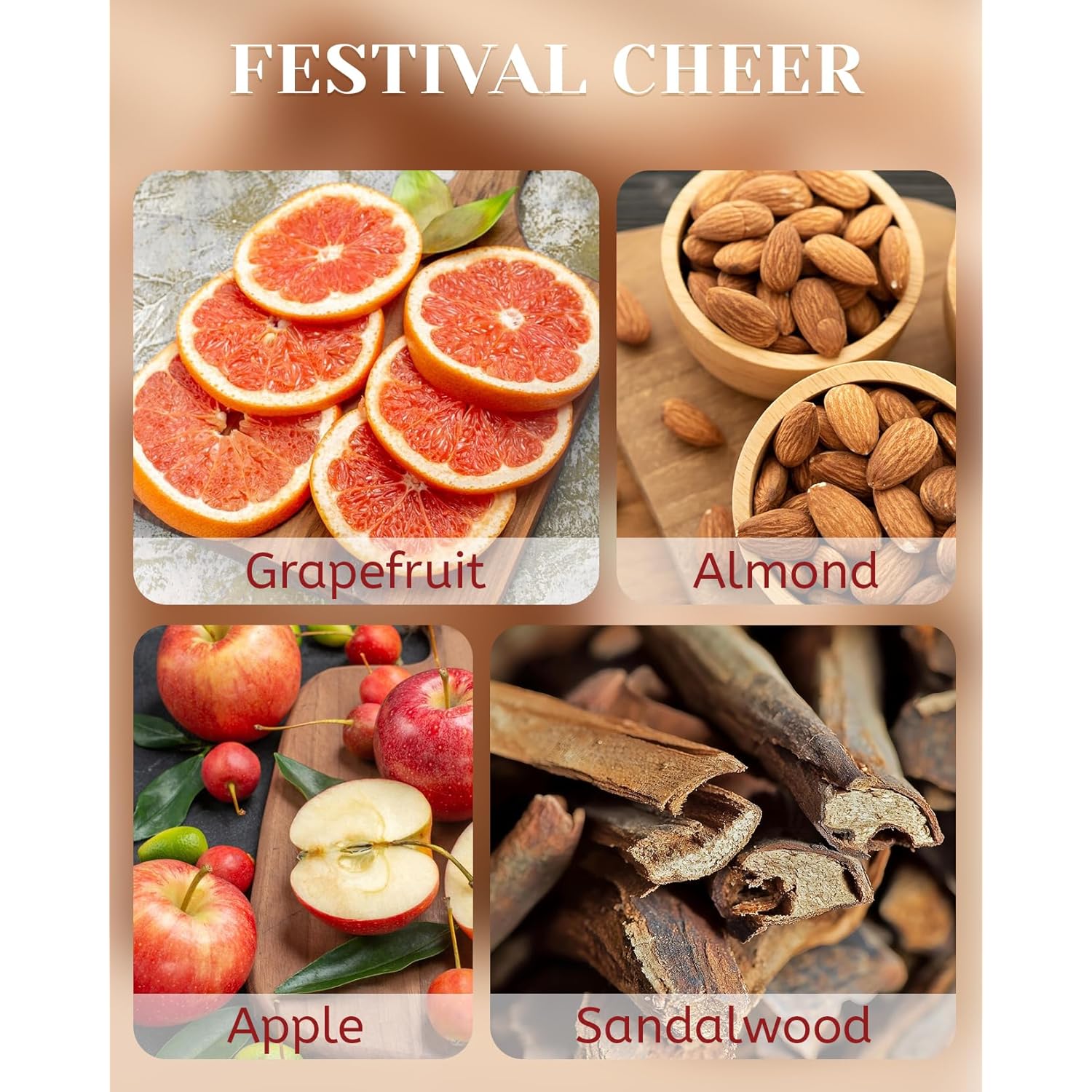 Festival Cheer Christmas Candles, Large Soy Candles For Home Scented, 18Oz 100 Hours Natural Clean Slow Burn, Crackling Wooden Wick Aromatherapy Gifts For Women Men, Warm Cozy Winter Decor