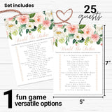 Graceful Floral Bridal Shower Games - 25 Cards - Would She Rather - Elegant Pink Floral Design For Bridal Showers, Wedding Receptions & Birthday Activities - 5X7 Pack Who Knows The Bride Best