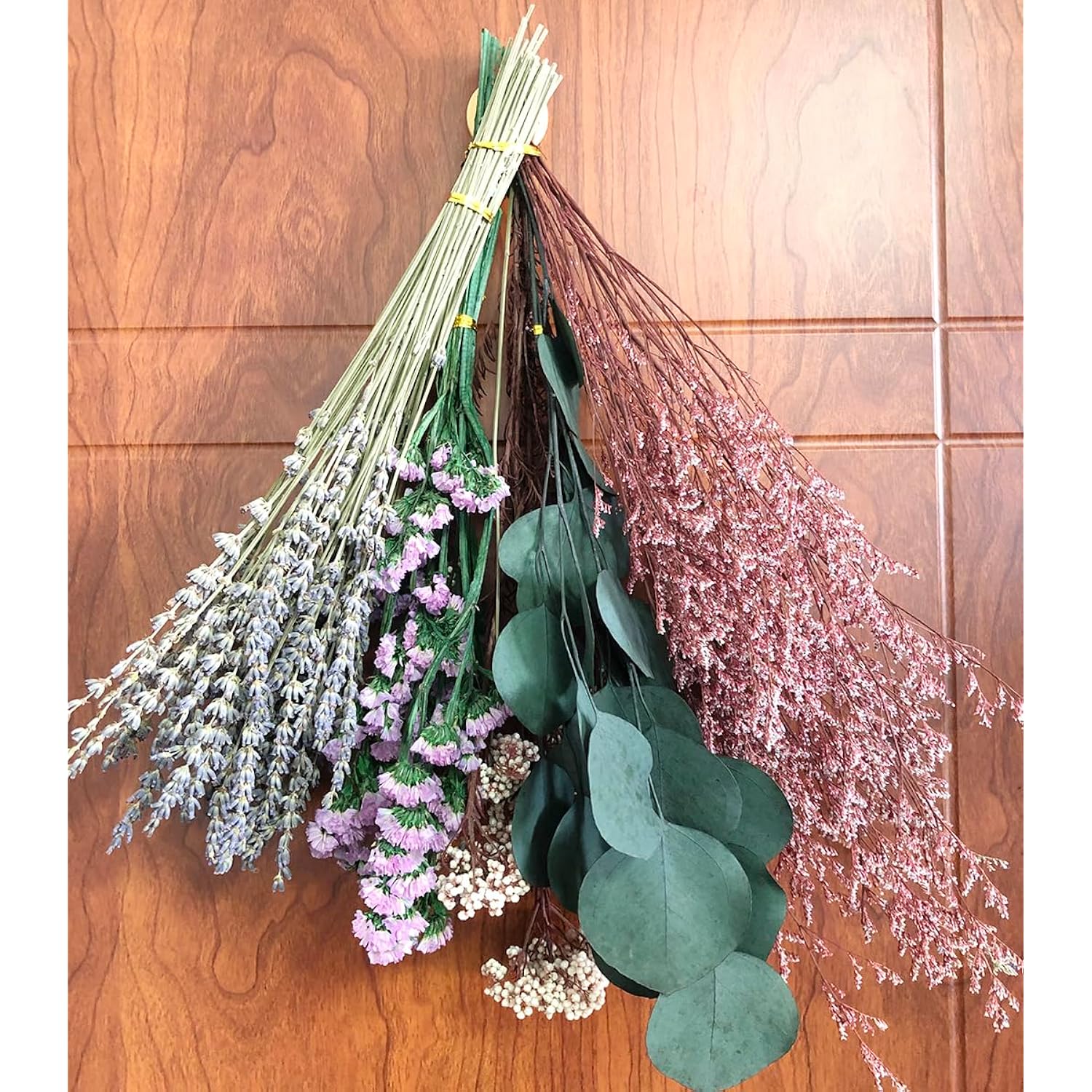 Natural Dried Flower Rack, Dried Flower Wall Hanging For Boho Farmhouse Wall Decor, Eucalyptus Dried Herb Rack, Greenery Hanging Plants For Kitchen, Bedroom, Living Room, Lavender