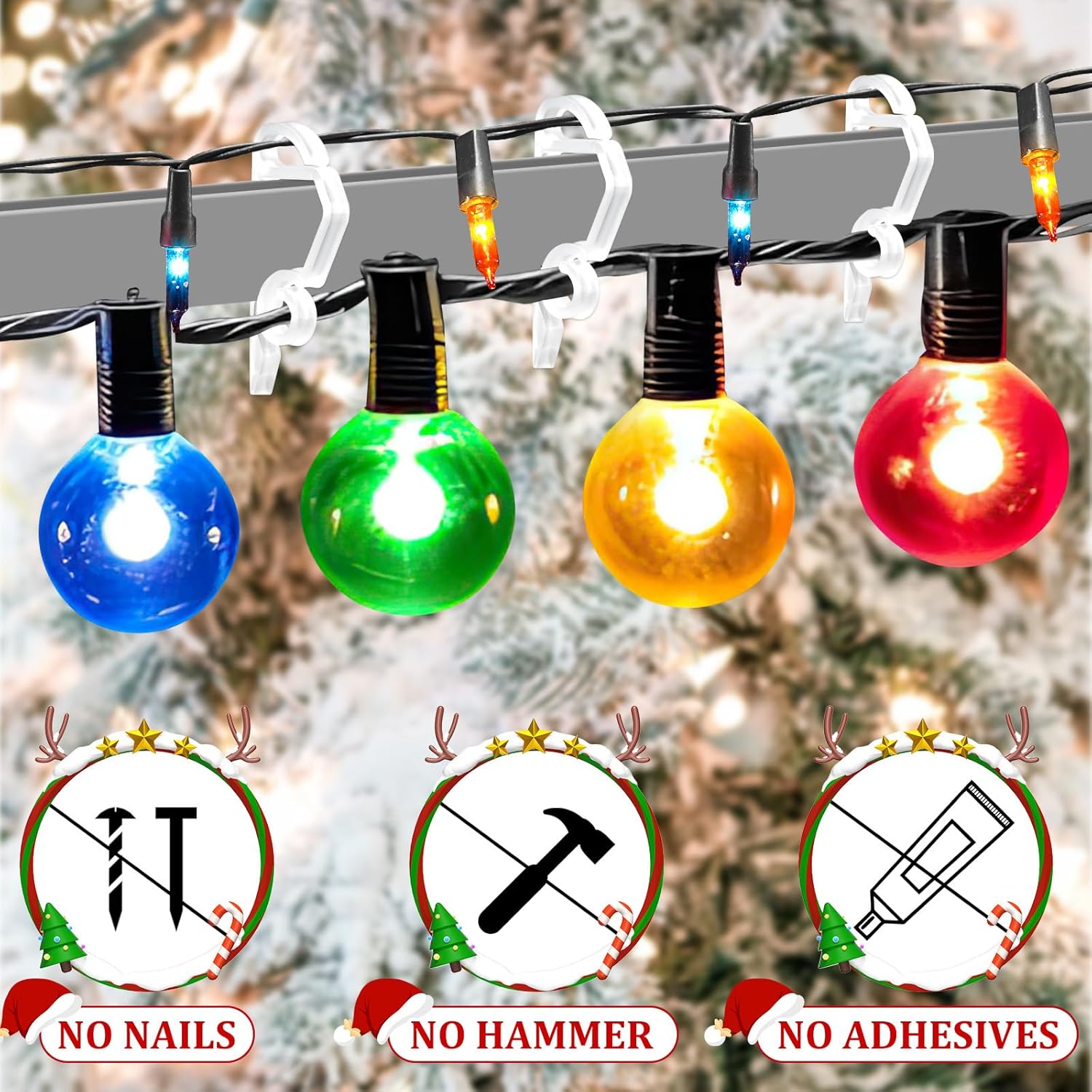 Holiday Light Clips,150 Pcs Holiday Light Clips Outdoor Lights Hooks For Christmas Party Light Strings Outdoor Hang Gutter Hooks Halloween Decoration(D)