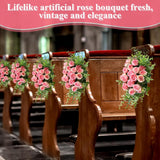 8 Pack 12 Inch Wedding Bouquets For Bride Bridesmaid Red Artificial Rose Bouquet Fake Silk Roses Flowers Bunches Bulk For Home Office Garden Parties(Pink)