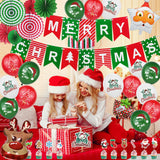 Christmas Party Balloon Set,Christmas Party Decorations Supplies Set, Reusable Indoor Kit With Merry Christmas Banner, Snowman Garland, Balloons, Hanging Swirls, Tissue Fan Flower, 55 Pieces