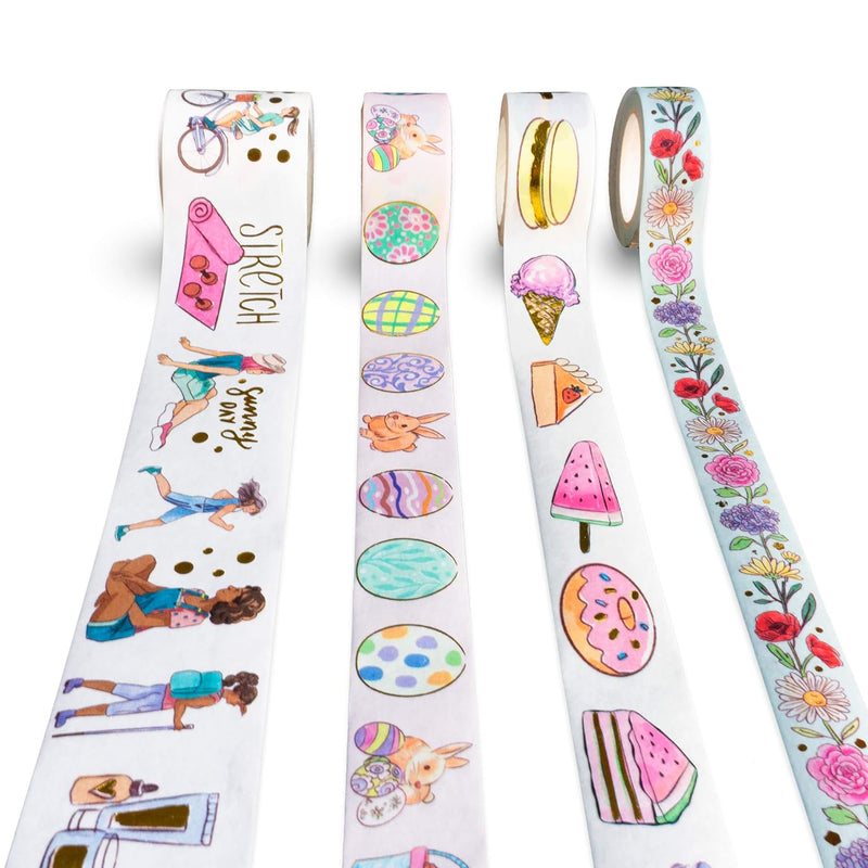 Fun Easter Spring & Summer Washi Tape Set (4 Rolls 0.79 Inches By 16 Feet)- Go