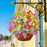 Artificial Flowers Outdoor Indoor Garden Family Porch Or Patio Decoration,Faux Flowers,Small Flowers Outdoor Artificial Flowers A Bunch Of 12 Mix Pink Red Purple Yellow