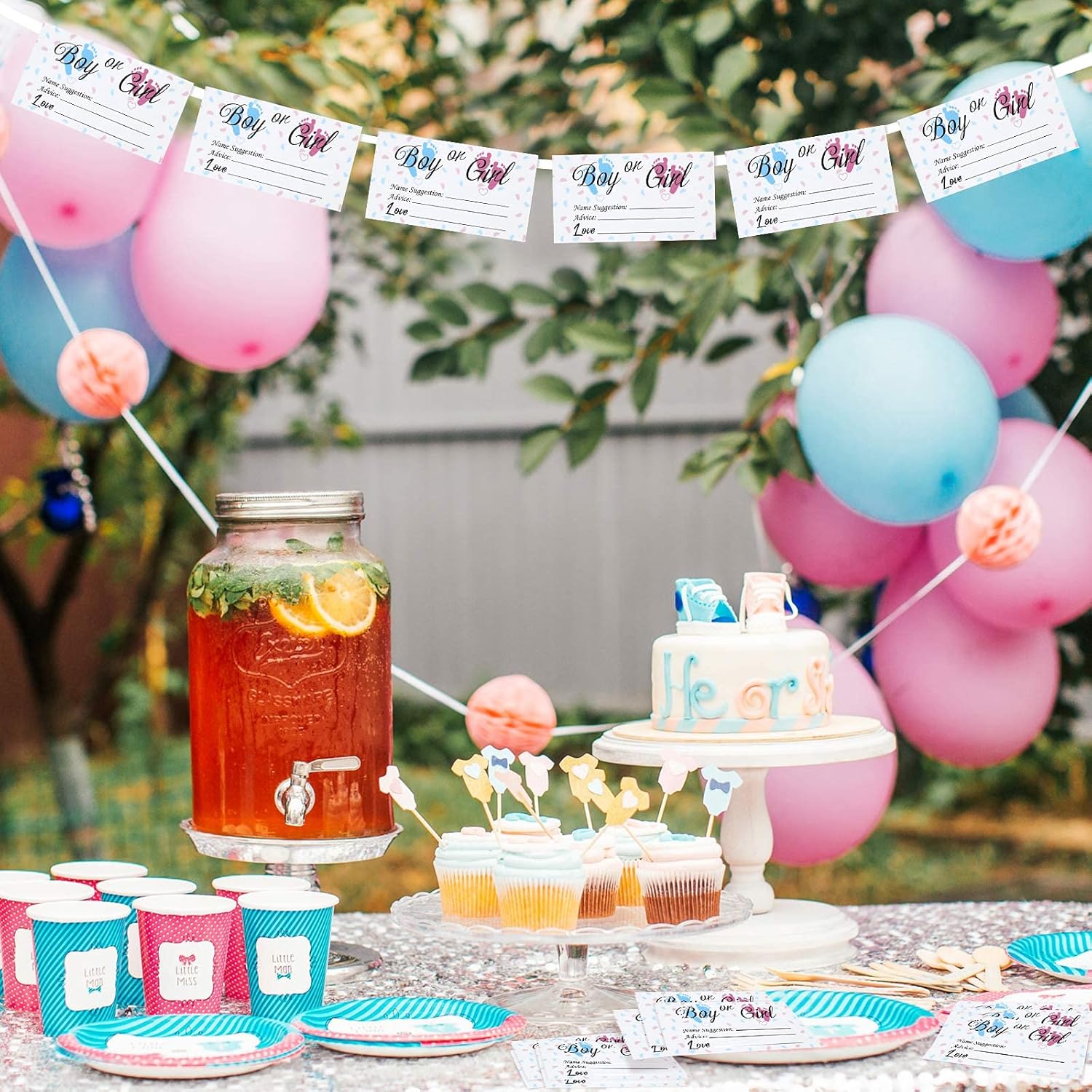 50 Pieces Gender Reveal Party Voting Cards, Boy Or Girl Vote Gender Reveal Game Cards For Baby Shower Party Supplies, Blue And Pink, 3.5 X 2 Inches