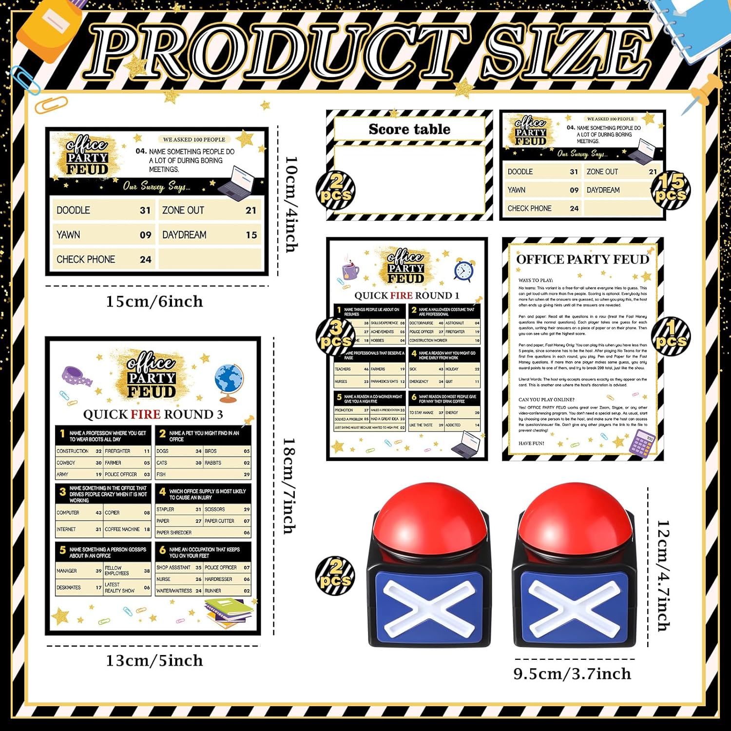 Friendly Feud Games For Adults With 2 Buzzers Family Bachelorette Office Team Building Adults Holiday Work Feud Trivia Quiz Board Games(Classic)