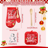 48 Pcs Christmas Kitchen Oven Mitts Set Pot Holders Holiday Baking Gift Set With Cookie Cutters Wooden Spoons Merry Christmas Santa Snowman For Xmas Kitchen Supplies Cooking Lover Presents