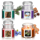 4 Pcs Christmas Candle Set Scented Candles Gift 9.5 Oz For Women Men, Xmas Scents Of Christmas Tree Cookies Spice Plums
