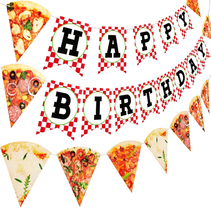 Pizza Photo Pennant Banner 3 Pieces Pizza Happy Birthday Banner Pizza