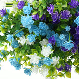 12 Bundles Artificial Flowers Outdoor, Uv Resistant Faux Artificial Plants Shrubs Plastic Flower Bulk For Hanging Planter Porch Window Home Spring Summer Decor(Blue, Purple, White)