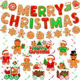 Gingerbread Christmas Decorations - Includes Banner, Hanging Decorations & Garland