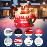 6.5 Ft Christmas Inflatables Outdoor Decorations, Gingerbread Christmas Inflatable Hot Cocoa Mug With Built-In Leds Blow