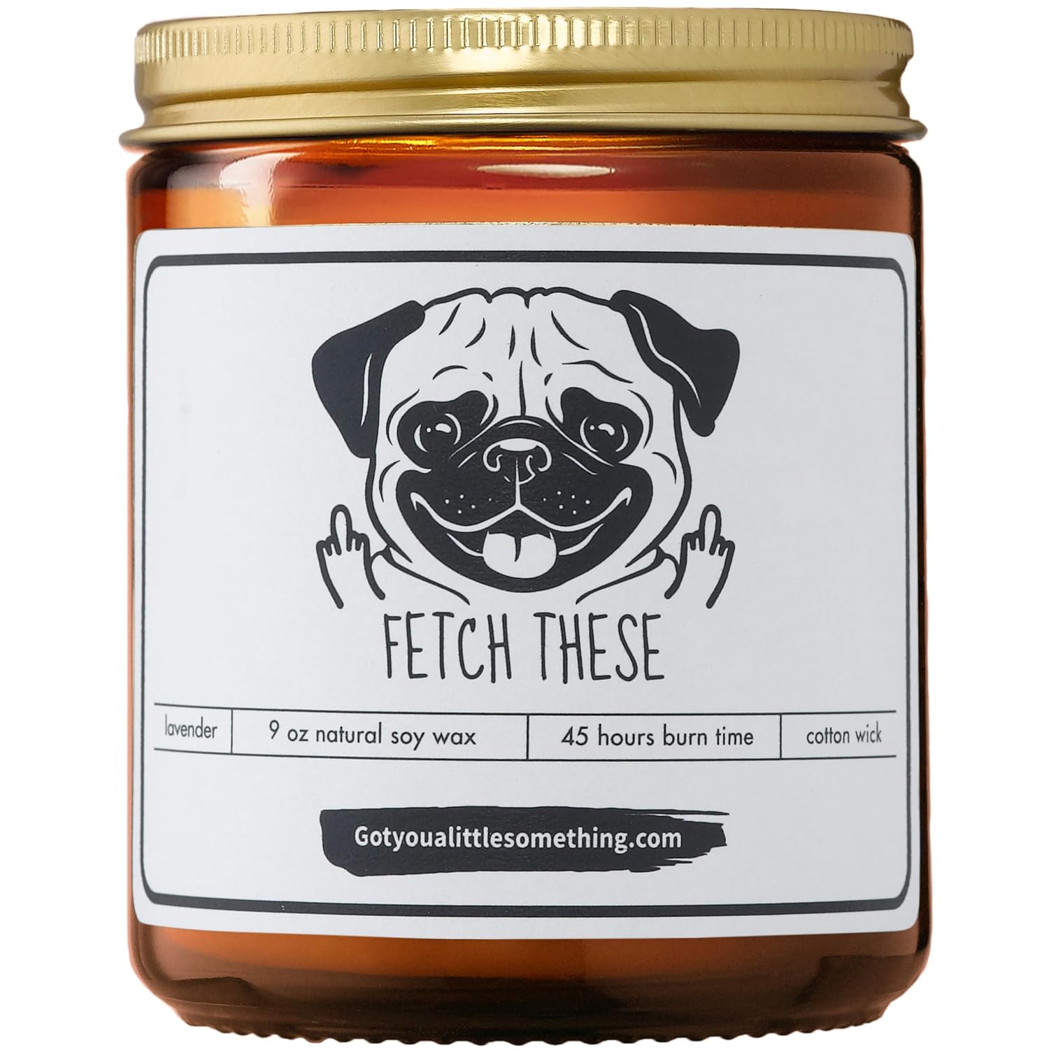 Pug Gifts For Pug Lovers - Fetch These Funny Scented Candle - Cute Pug Stuff For Birthday, Present Idea For Pugs Owners - Fun Dog Mom Gifts From Dogs - Dog Candles For Home Decor