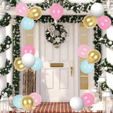 100Pcs Christmas Balloons With Ribbons 12 Inch Pink Gold Teal Rubber Balloons For Winter Xmas Wedding Birthday Baby Shower Party Supplies