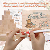 78 Pcs Baby Shower Games Sign Kit For Boys Girls, Wooden Box And Sign, Blank Wooden Blocks For Diy Drawing, Markers, Baby Shower Game For Gender Reveal Activity, Baby Shower Ideas Decorations, Bear D
