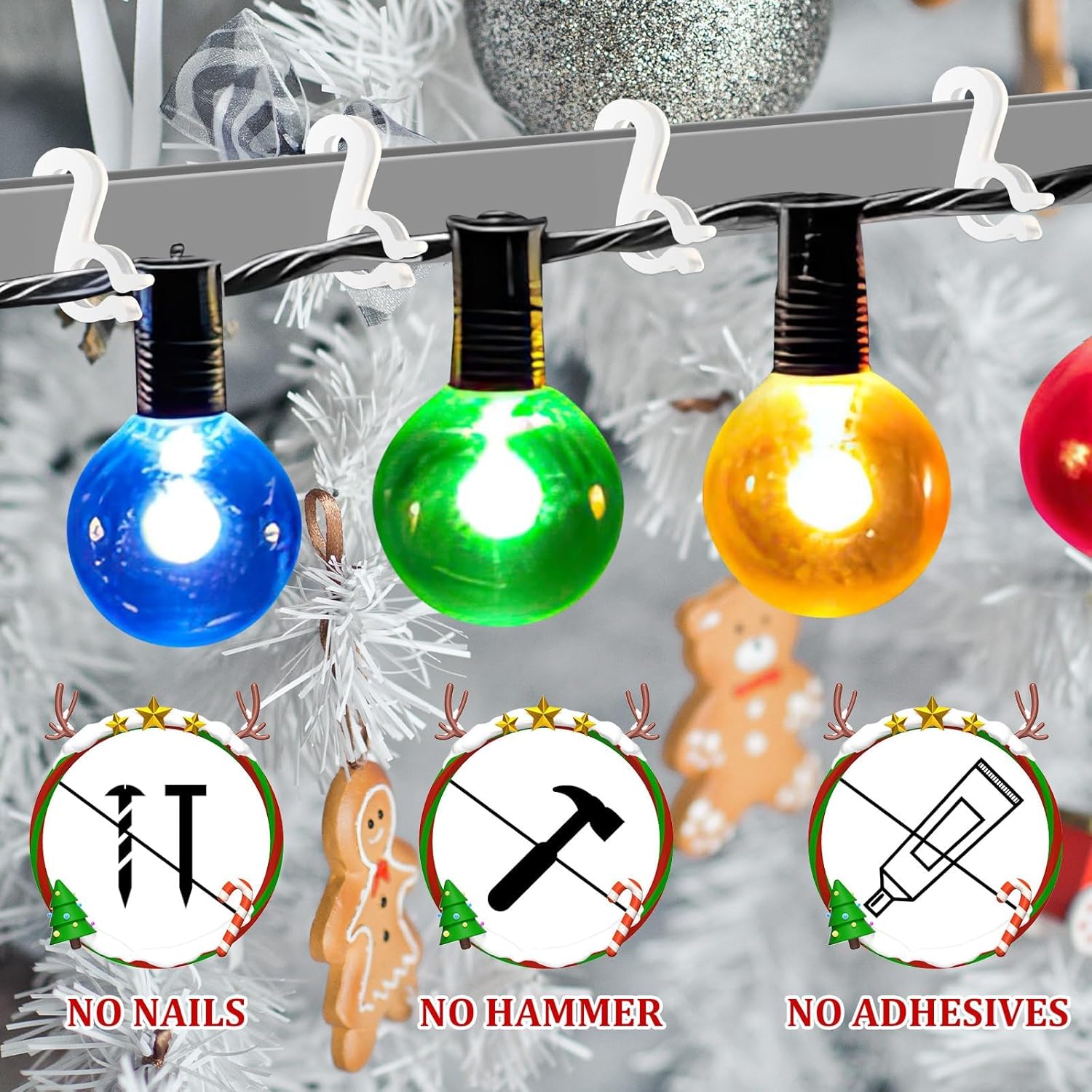 Holiday Light Clips,150 Pcs Holiday Light Clips Outdoor Lights Hooks For Christmas Party Light Strings Outdoor Hang Gutter Hooks Halloween Decoration?C?