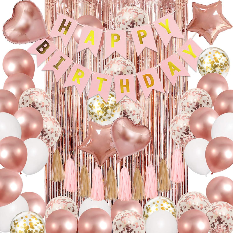 Rose Gold Birthday Party Decorations Kit, Confetti Foil Rose Gold Ball