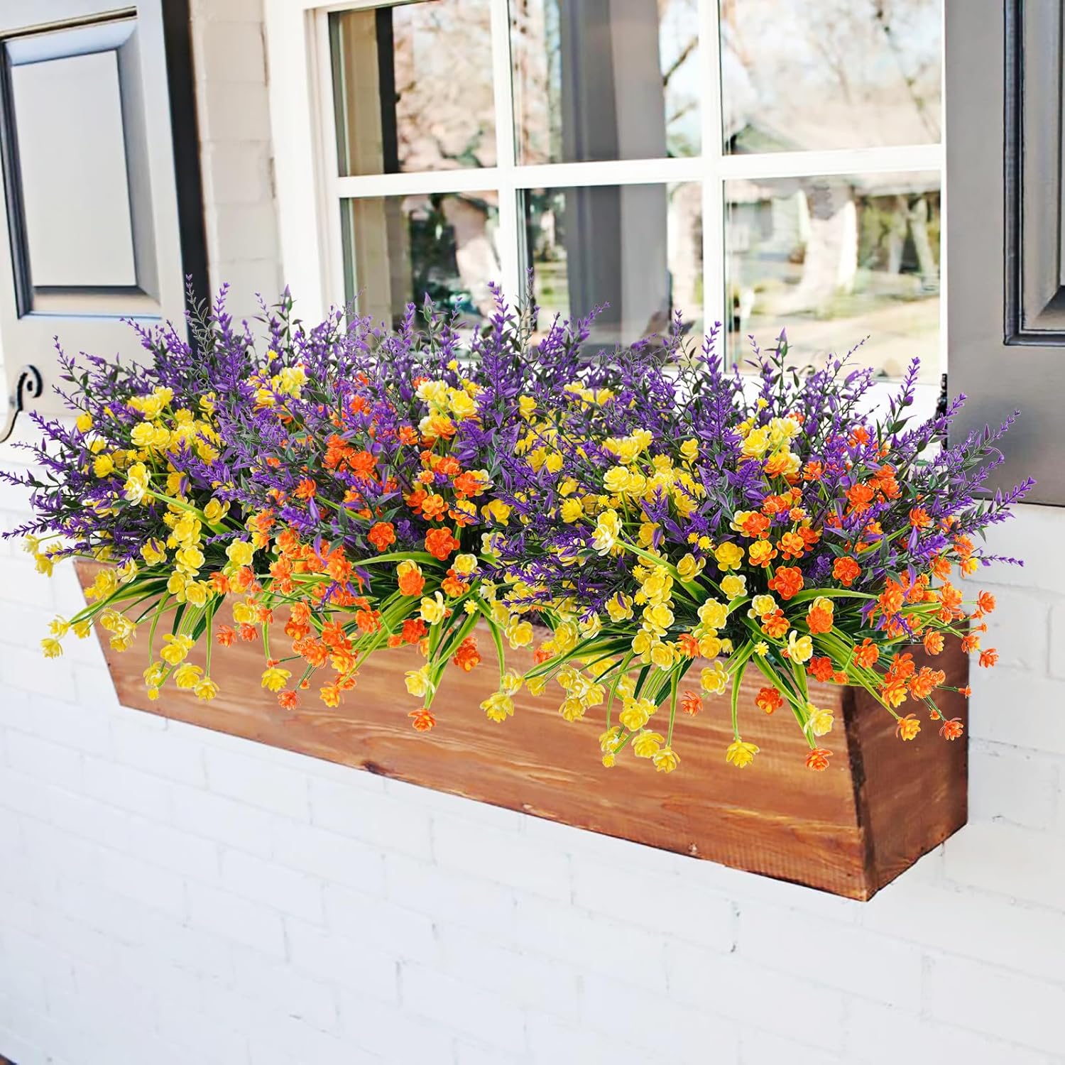 20 Bundles Outdoor Artificial Flowers, Uv Resistant Fake Boxwood Plants Faux Outdoor Plastic Flowers Greenery Shrubs Plants For Spring Indoor Outside Hanging Plants Garden Home Wedding Decor